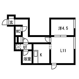 湯町1丁目AP 1LDKの間取図画像