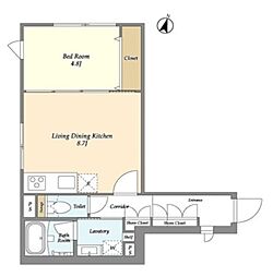 アスティーレ原宿 4階1LDKの間取り