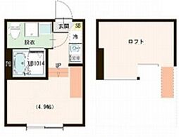 ハーモニーテラス関町北III 2階ワンルームの間取り