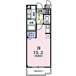 プリムローズ2 ワンルームの間取図画像