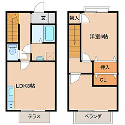 メゾン・コロボックルA棟 2DKの間取図画像