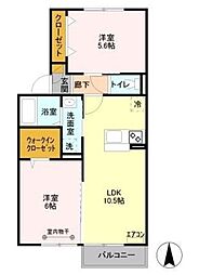 ヴァンヴェール 2階2LDKの間取り