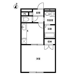 アムール琴II 2階1Kの間取り