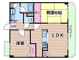 シャトー三木第3 2LDKの間取図画像