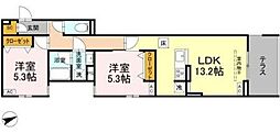 セレスティア清水 2LDKの間取図画像