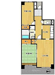 JR横浜線 相模原駅 徒歩7分の賃貸マンション 9階2LDKの間取り
