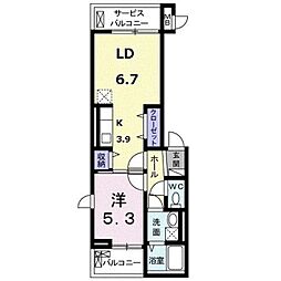 ベルアンジュ 1LDKの間取図画像