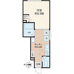 パステール・グランおゆみ野 1階1Kの間取り