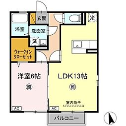エクセルＥＦ 1階1LDKの間取り