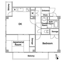 グレイスハイム越谷 2DKの間取図画像