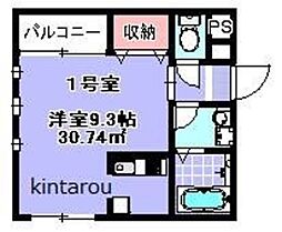 ブライトヒルズ幕張 2階ワンルームの間取り