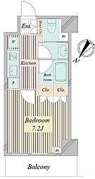 アクティ東仲通り 2階1Kの間取り