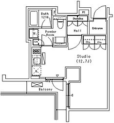 パークアクシス代官山 5階ワンルームの間取り
