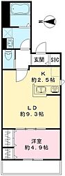 ルナリア大森町 1LDKの間取図画像