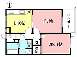 ブランドール 2DKの間取図画像