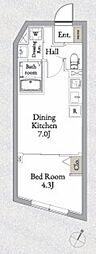 トリビュート西大井 1DKの間取図画像