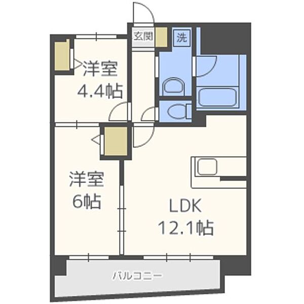 ホワイトアゲート博多 205｜福岡県福岡市博多区東那珂１丁目(賃貸マンション2LDK・2階・49.89㎡)の写真 その2