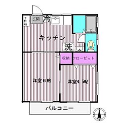 みずほハイツ 2階2Kの間取り