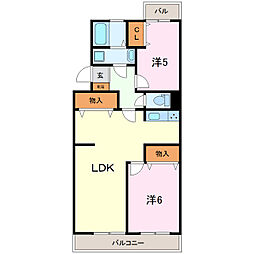 フローレンス・1 2LDKの間取図画像