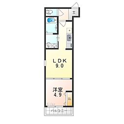 JR阪和線 富木駅 徒歩7分の賃貸アパート 2階1LDKの間取り