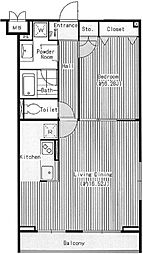 ベルヴュコート世田谷豪徳寺 1LDKの間取図画像