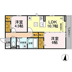カーサ・ヴェルデ青葉 2LDKの間取図画像