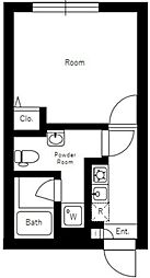 E-stKAMI-ITABASHI 1Kの間取図画像