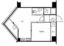 中銀高輪マンシオン 1DKの間取図画像