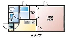 B-house赤羽 1Kの間取図画像