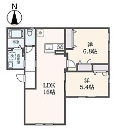 都営新宿線 大島駅 徒歩10分の賃貸アパート 1階2LDKの間取り