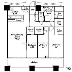 芝浦アイランドケープタワー 3LDKの間取図画像