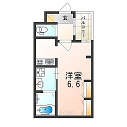 ジーイードゥ ワンルームの間取図画像