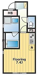 アンジュK西早稲田 1階ワンルームの間取り