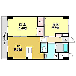 みつばちレジデンス 2DKの間取図画像
