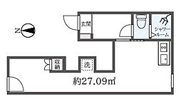 Ｗ門前仲町ステーション1 1階ワンルームの間取り