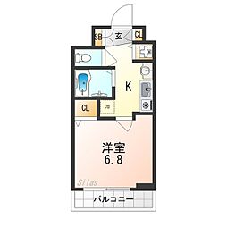 スワンズ京都大将軍 3階1Kの間取り