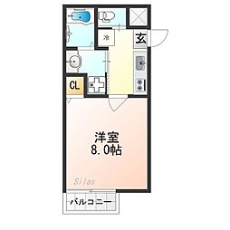 フラッティ烏丸十条 4階1Kの間取り