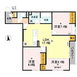 大阪市城東区今福西6丁目アパート 3LDKの間取図画像