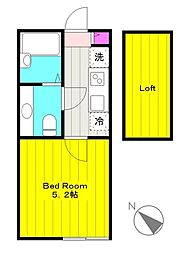 アザーレ・ターコイズ読売ランド前 1Kの間取図画像
