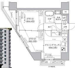 アイルグランデ東京立石 2DKの間取図画像