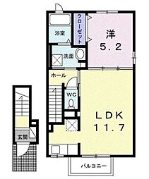 スターレジデンスI 2階1LDKの間取り