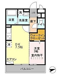 アエル大宮三橋 1DKの間取図画像