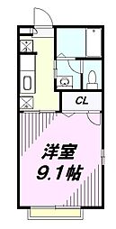 JR中央線 八王子駅 バス19分 中野団地下車 徒歩6分の賃貸アパート 2階1Kの間取り