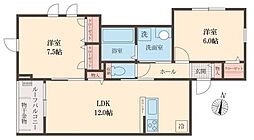 ＳＯＰＨＩＡ方南 3階2LDKの間取り