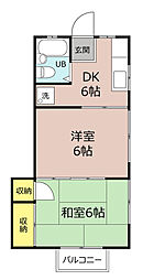 いすみ鉄道 国吉駅 徒歩14分の賃貸アパート 2階2DKの間取り
