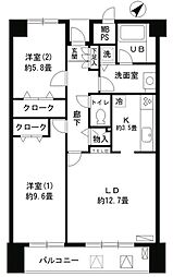アステリオン松濤 2LDKの間取図画像
