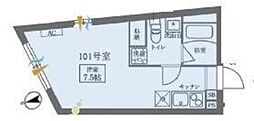 プラティーク目黒洗足 1階ワンルームの間取り