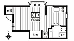 アーバンリゾート若林Part4 1階ワンルームの間取り