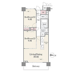 フェールメゾン西大島 308 3階2LDKの間取り