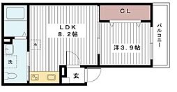 Fiore 3階1LDKの間取り